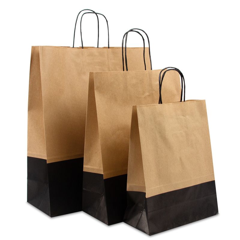 Twisted paper bags - Brown/black duotone